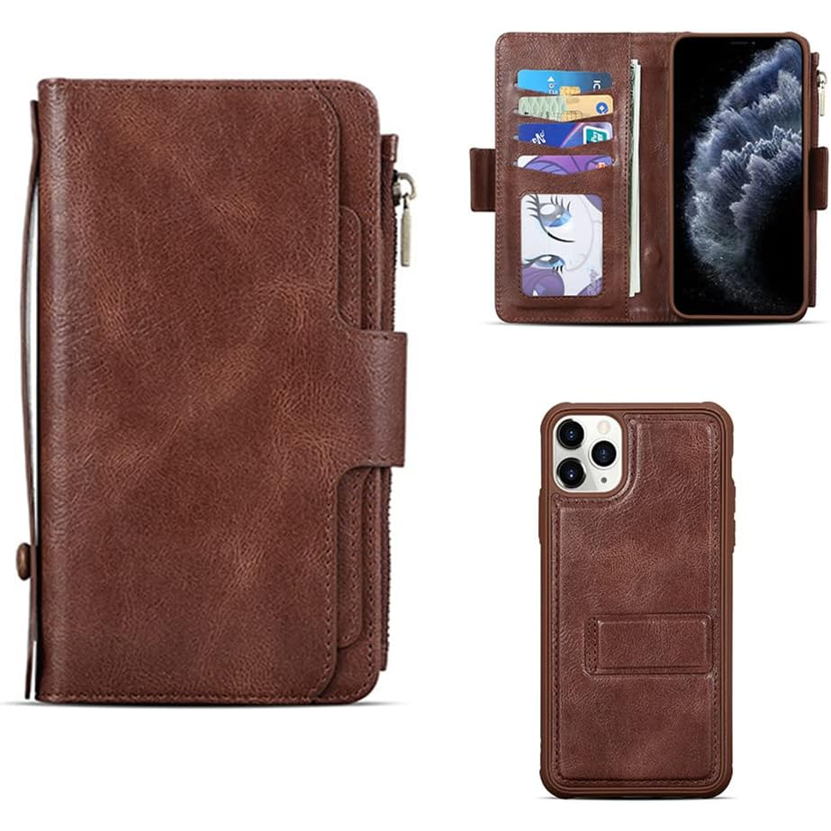 Casing Samsung Case Dompet Samsung S20 Case Kulit Dompet S20Plus S20 ULTRA IPHONE 11 IPHONE 11 PRO IPHONE 11 PRO MAX Leather Case iPhone Case Kulit Dompet iPhone Casing Dompet Kulit iPhone Detachable Magnetic Flip Cover with Card Holder Slots Zipper PU