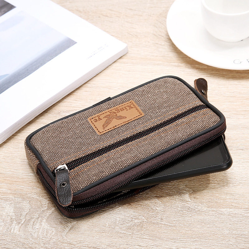 DOMPET HP POUCH PRIA PINGGANG IMPORT OXFORD COKLAT BRANDED PREMIUM LAKI SIMPLE PREMIUM WA738B7 MUAT HP COWOK KEREN MURAH ORIGINAL FASHION CASUAL QUALIZER