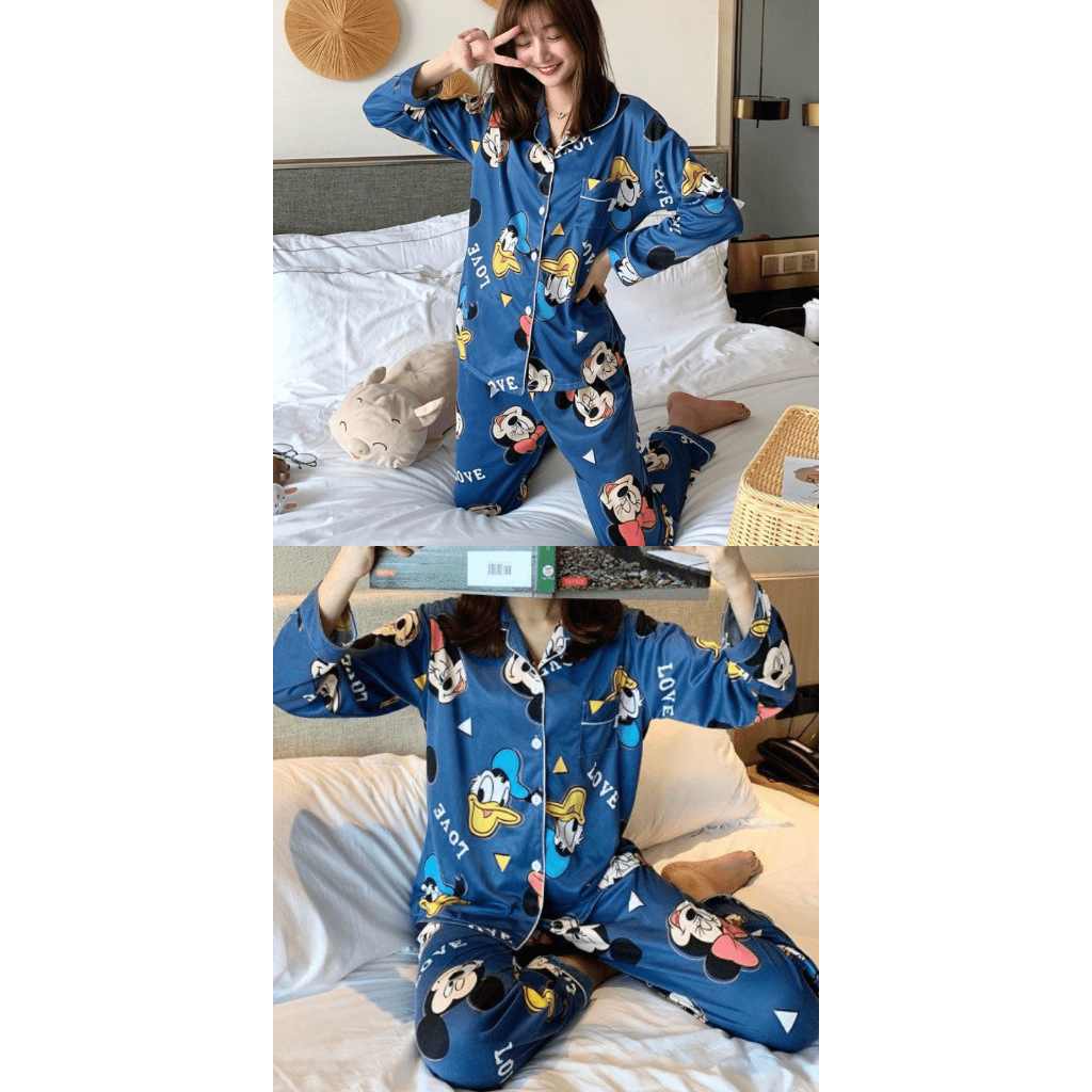 LEXJAKARTA B27 - BAJU TIDUR PIYAMA SET KEMEJA CP LENGAN PANJANG CELANA PANJANG IMPORT PIYAMA KEMEJA BAJU TIDUR WANITA