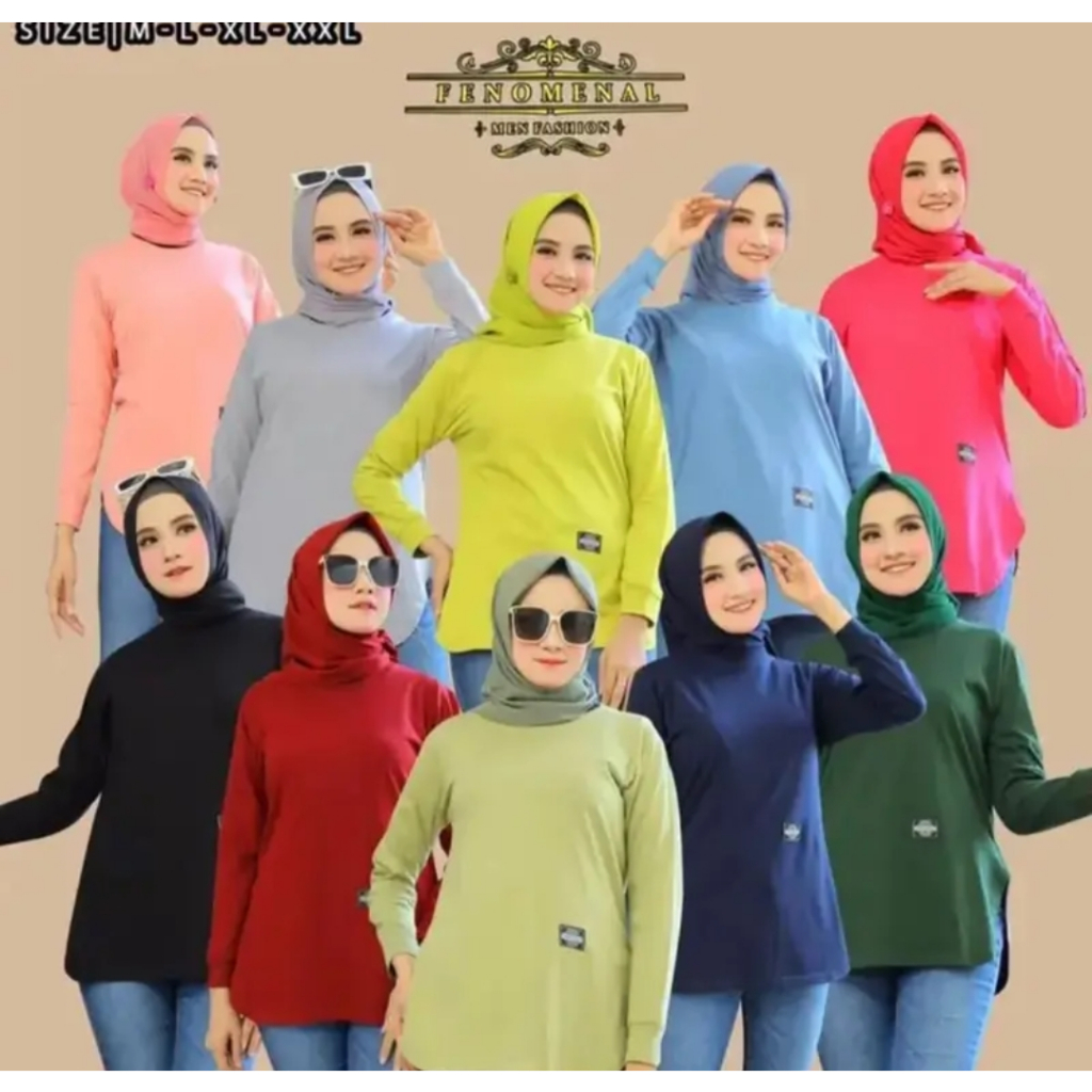 [terbaru] kaos polos model oval/baju wanita lengan panjang/kaos fenomenal polos