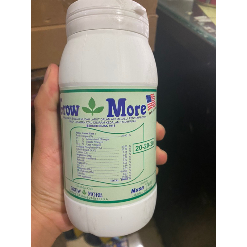 PUPUK GROWMORE 20 20 20 NPK VITAMIN BUNGA DAUN BUAH BOTOL 454GRAM IMPOR AMERIKA ASLI ORIGINAL