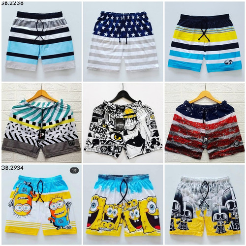 Celana Pendek Boxer Kolor Motif Printing Santai Pria Pantai Distro Surfing Cowok Dewasa