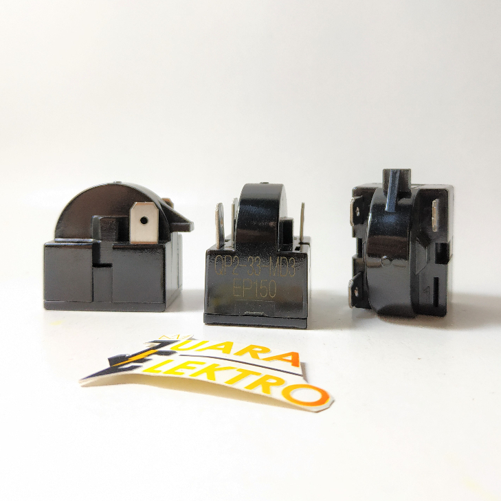 PTC RILAY KULKAS 3 PIN (2 KIRI 1 KANAN) | Relay Kulkas 3 PIN Warna Hitam