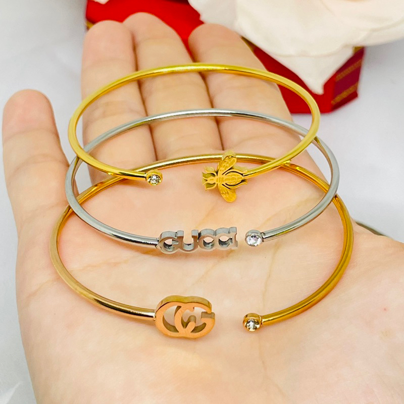 Gelang bangle titanium isi 3 elegan