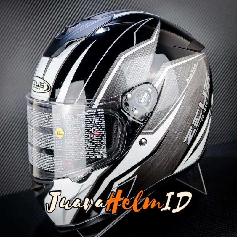 ZEUS HELM ZS822B / BLACK AO21 WHITE / ZS822 - ZS-822 FLAT VISOR
