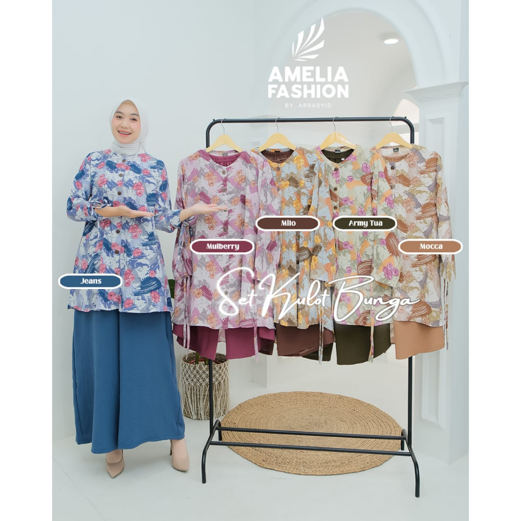 One Set Celana Kulot Aluna by Amelia setelan baju cringkle wanita model terbaru