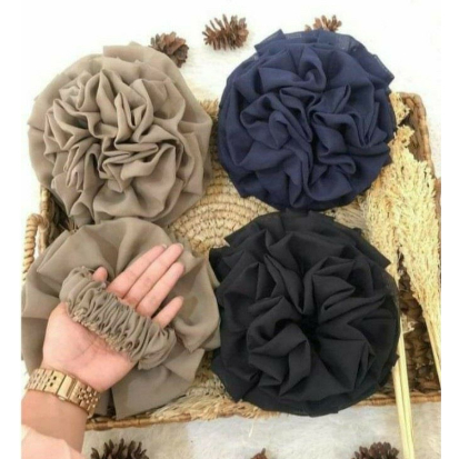 Scrunchie Cepol Kunciran Rambut Mawar Cepolan Hijab Jumbo Brokoli