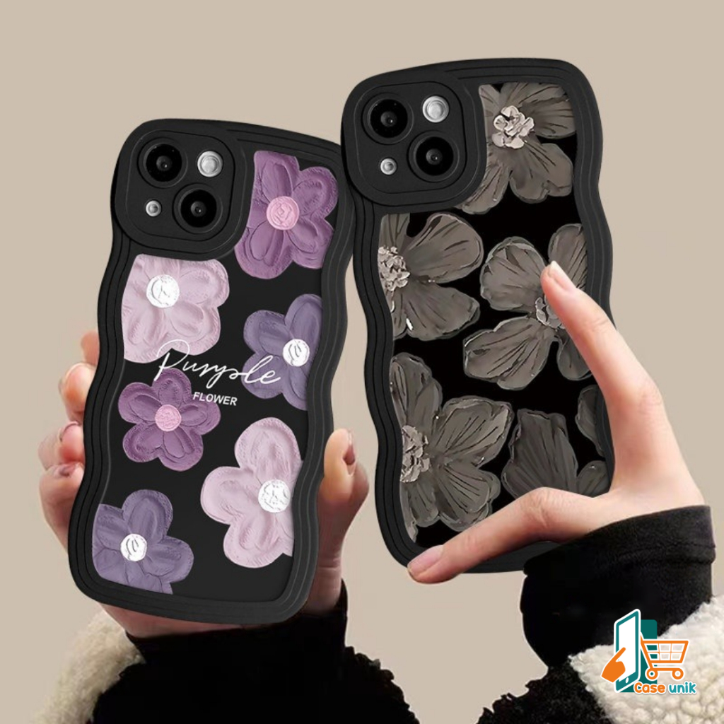 SS833 SOFTCASE SILIKON CASE CASING PURPLE FLOWER OIL PAINTING FOR IPHONE 6 6S 6+ 7 7+ 8 8+ X XS XR 11 12 13 14 PRO 11 12 13 14 PROMAX CS6049