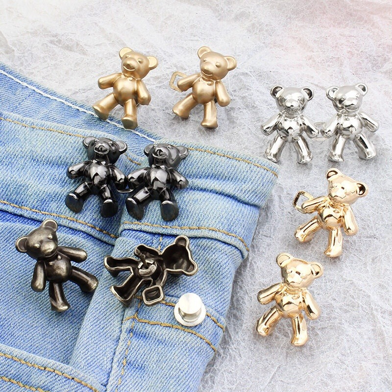 Bear Detachable Metal Buttons Snap Fastener Pants Pin Tombol Ditarik Jahitan-Gratis Gesper Jeans Cocok Sangat Mengurangi Pinggang