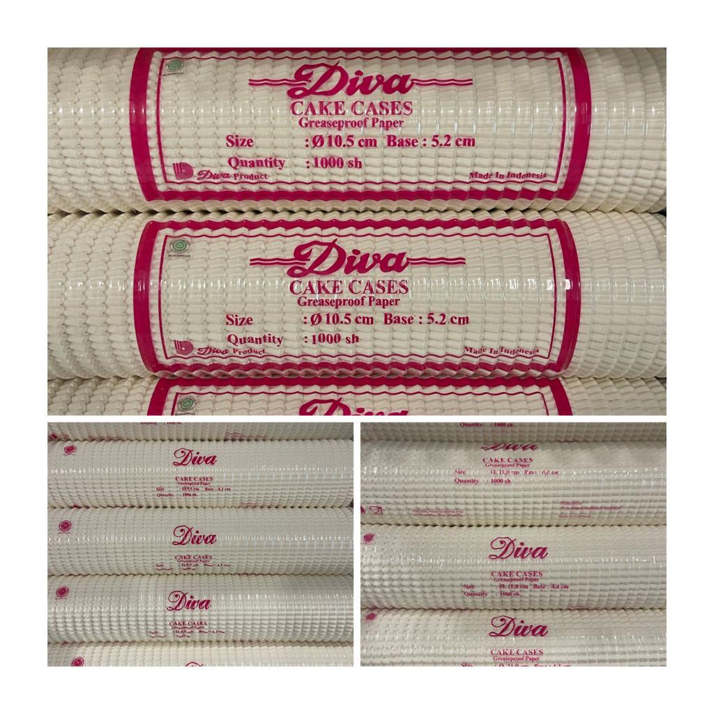 CUP CAKE CASES ROTI PUTIH MERK DIVA 100PCS