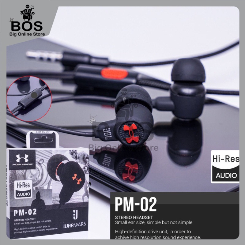 BOS - HF PM-02 + MIC | HANDSFREE HEADSET EARPHONE PM02 YH002 YH-002