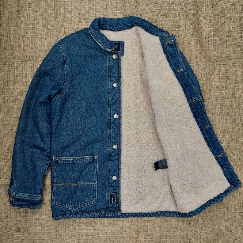 The Stori Jaket Jeans Denim Sherpa Chore Jacket classic vintage retro casual rugged style
