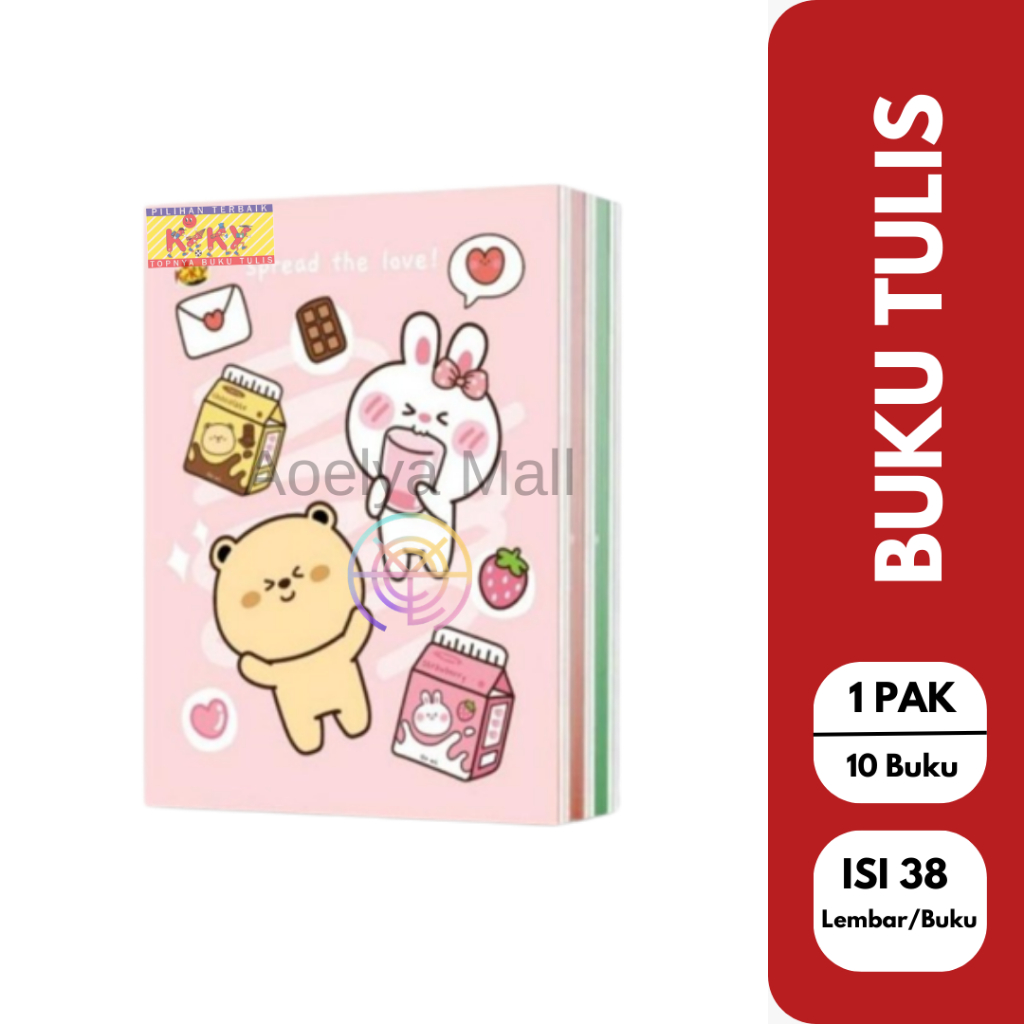 

Buku Tulis Sekolah KIKY [Isi 38/10Buku 58/10Buku] Per Pack Random Warna