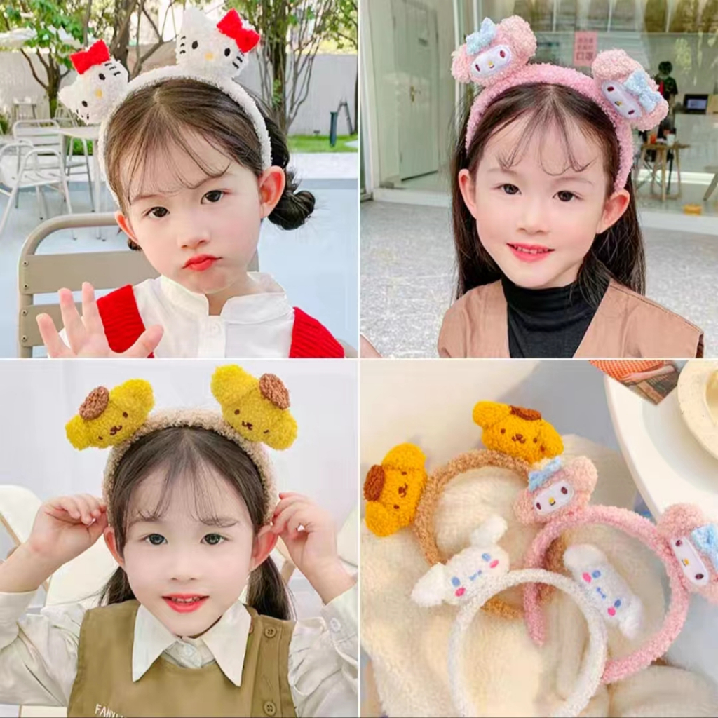 (Hello Girl)B21 Bando Anak Karakter telinga  Bulu imut Lucu Gaya Korea Import