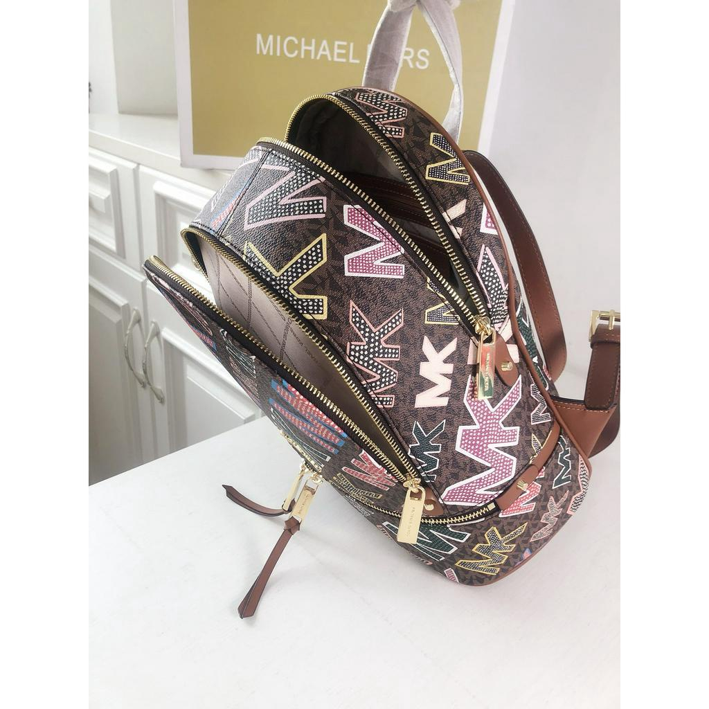 M-K 019 New Backpack Backpack Old Flower Color Block  beibao