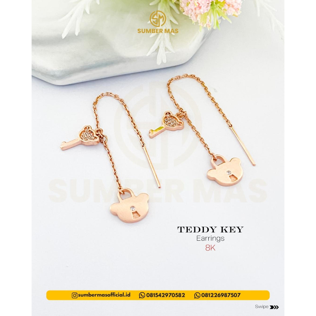 ANTING TEDDY KEY EARRINGS FASHION 8K - SUMBER MAS