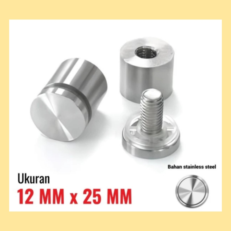 BAUT PEN IKLAN M12X25 STAINLESS / BAUT AKRILIK / BAUT KACA SIGN BOARD