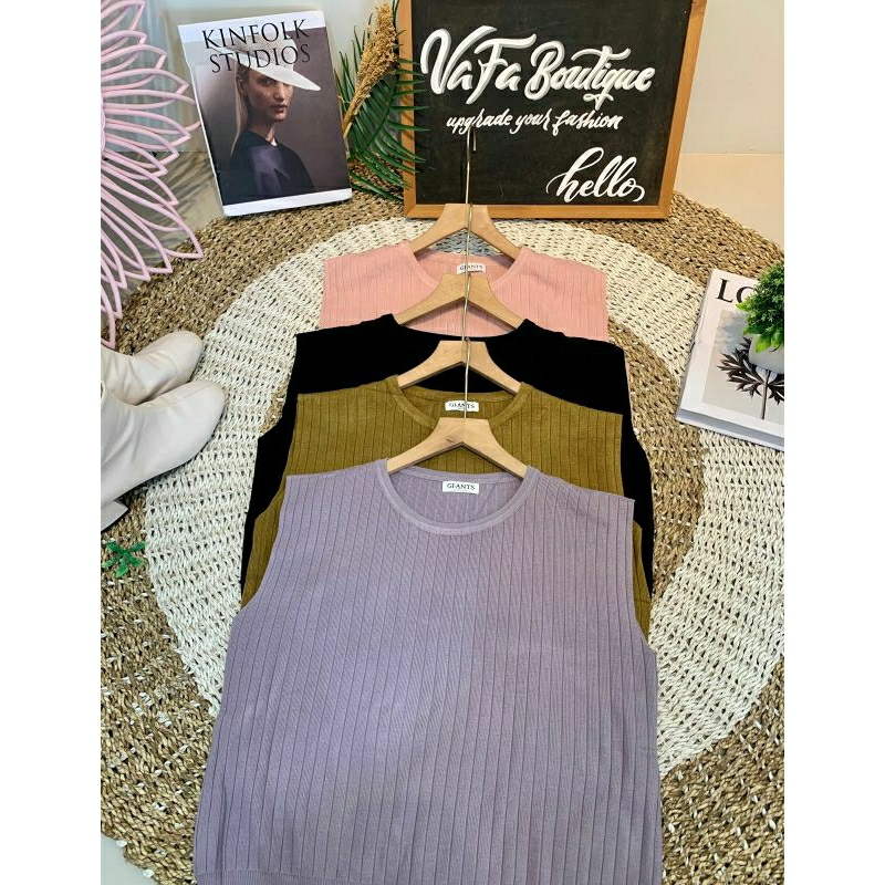 Tanktop Rajut Knit/Atasan Singlet Wanita Korea
