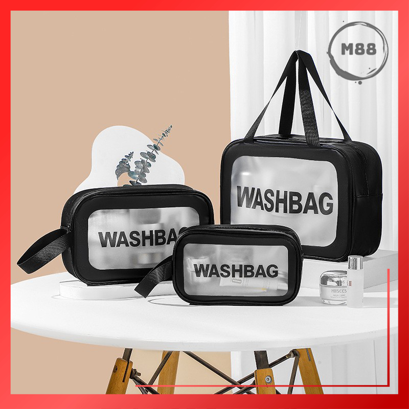 MARKAS88 Tas Kosmetik Travel Washbag Tas Peralatan Kamar Mandi Pouch Makeup Travel Transparan Toiletry Bag