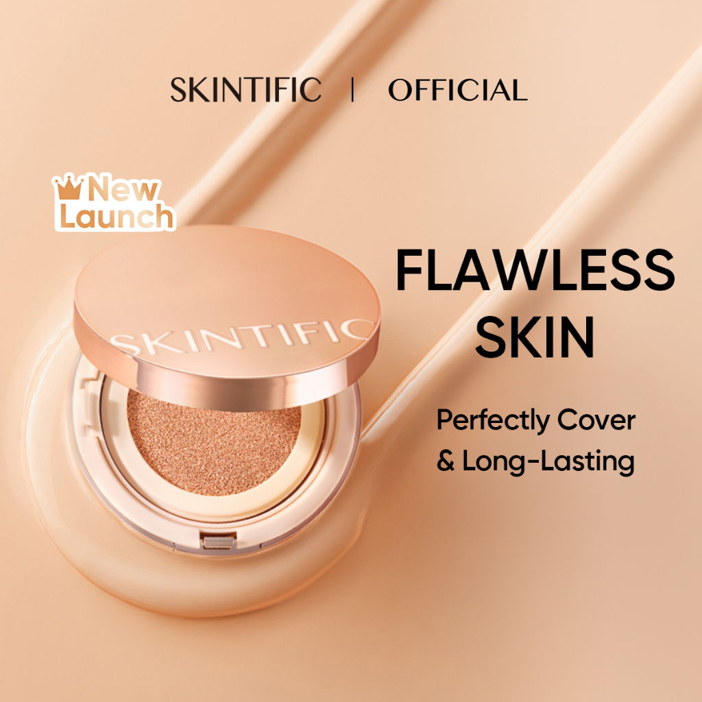 SKINTIFIC Cover All Perfect Air Cushion High Coverage Poreless&amp;Flawless Foundation 24H Long-lasting SPF35 PA++++