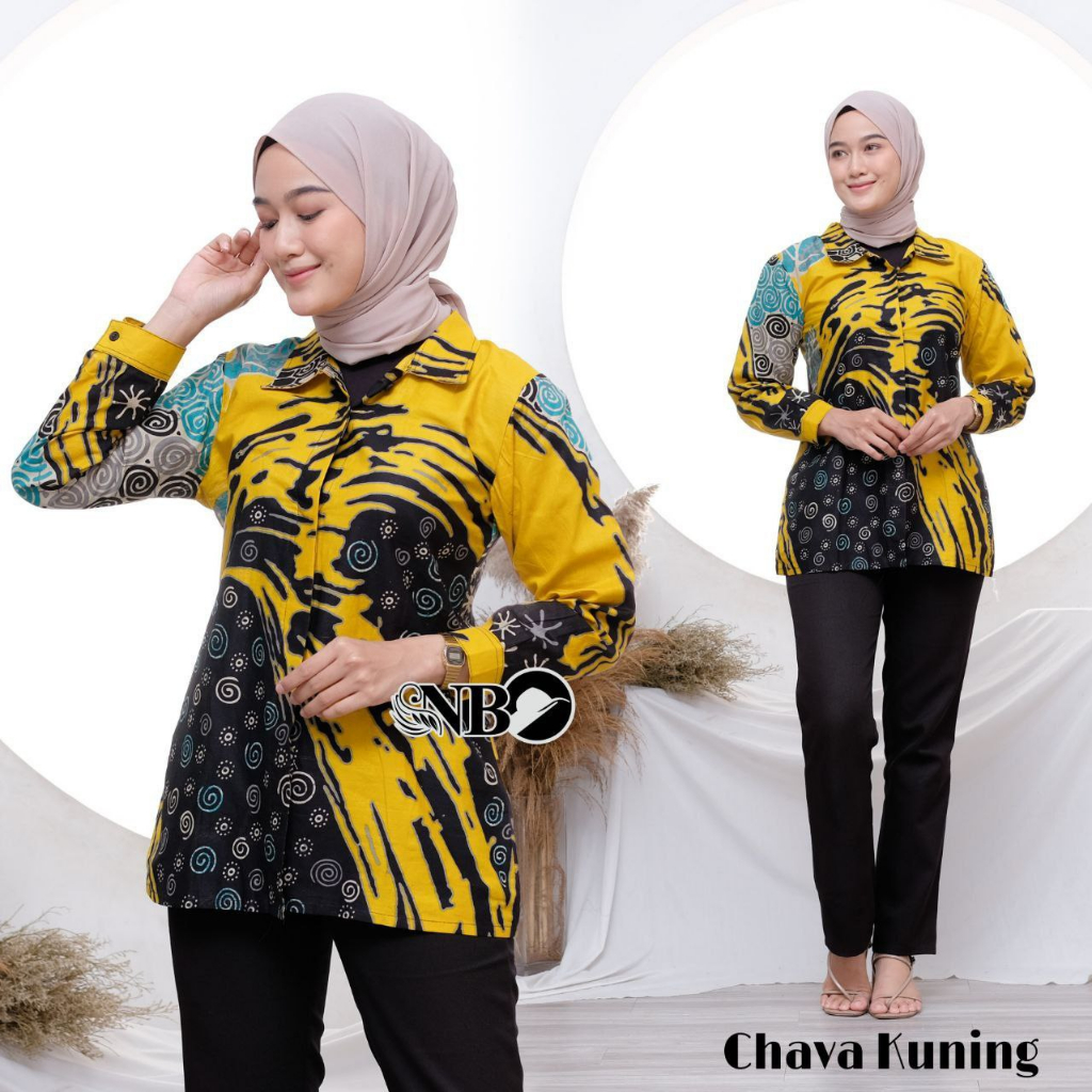 Baju Batik Wanita Modern Atasan Blouse Batik Kerja Kantor Wanita