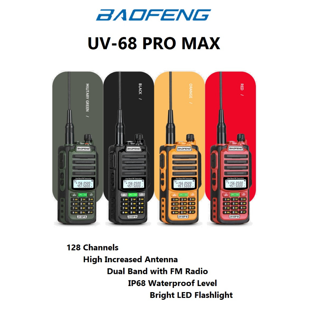 BAOFENG UV-68 Pro Max - Radio Handy Walkie Talkie Dual Band 10W Power - Keluaran Terbaru 2023