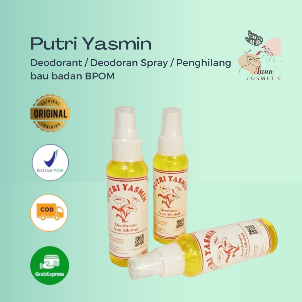 Putri Yasmin Deodorant / Deodoran Spray / Penghilang bau badan ampuh original BPOM