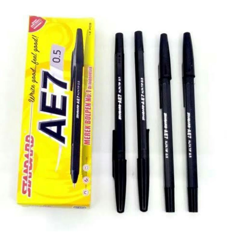 

Pulpen Ballpoint Bollpen Pen Standart AE7 Hitam Isi 12pcs