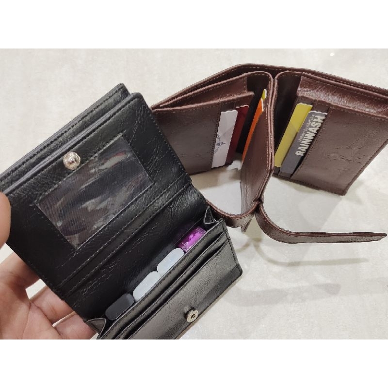 Dompet kartu ori dua sisi double kancing dan tusuk