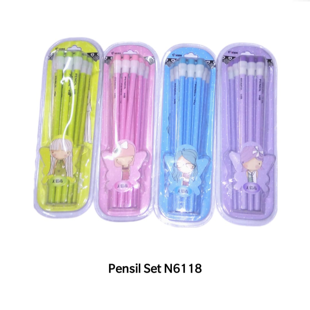 

PENSIL SET ISI 12 + PENGHAPUS PENCIL HB ERASER LUCU MOTIF
