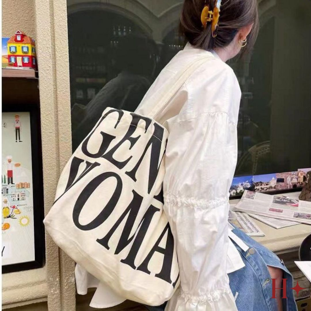 H✦ Toute Tote Bag Kanvas Wanita Lucu Tebal Unik