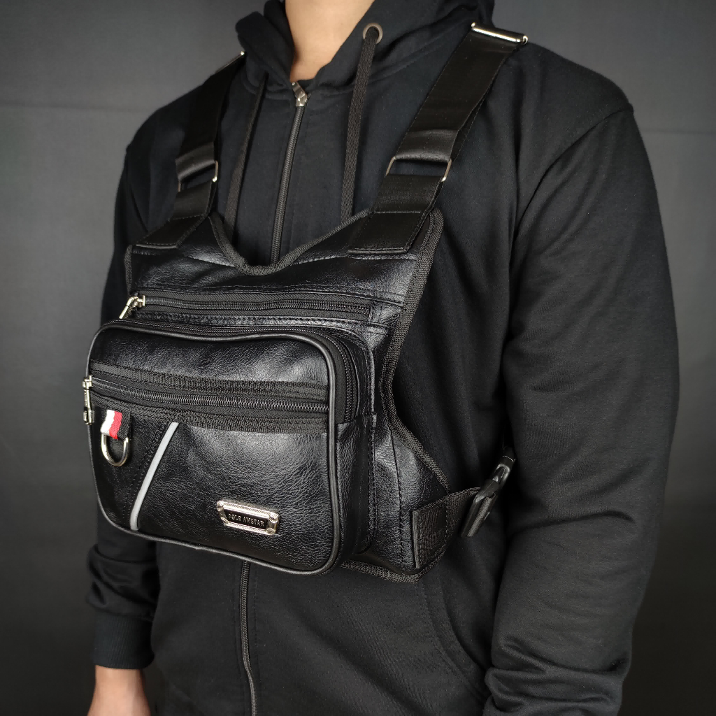 TAS SALEMPANG CHEST BAG CHEST RIG BAG TAS DADA KULIT PU LEATHER POLO AMSTAR