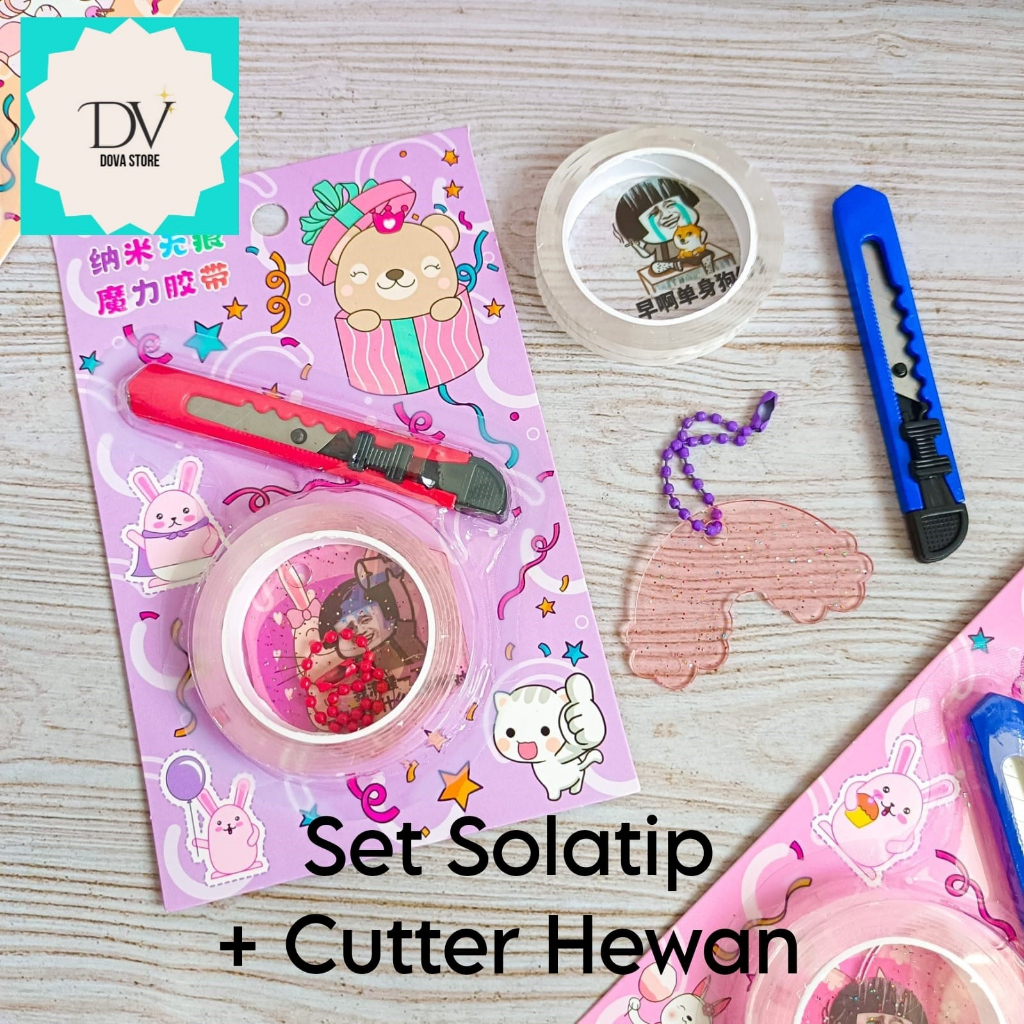 

PAKET TAPE SOLATIP DAN CUTTER HEWAN CUTTER PEMOTONG KARAKTER