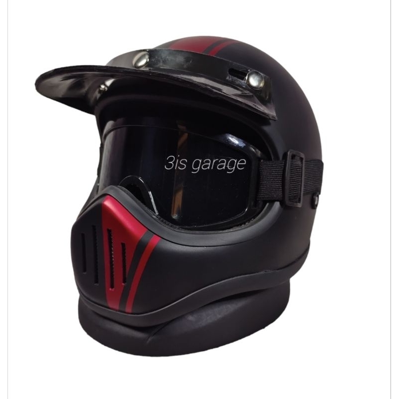 HELM CAKIL MOTIF RETRO KLASIK INNER VISOR