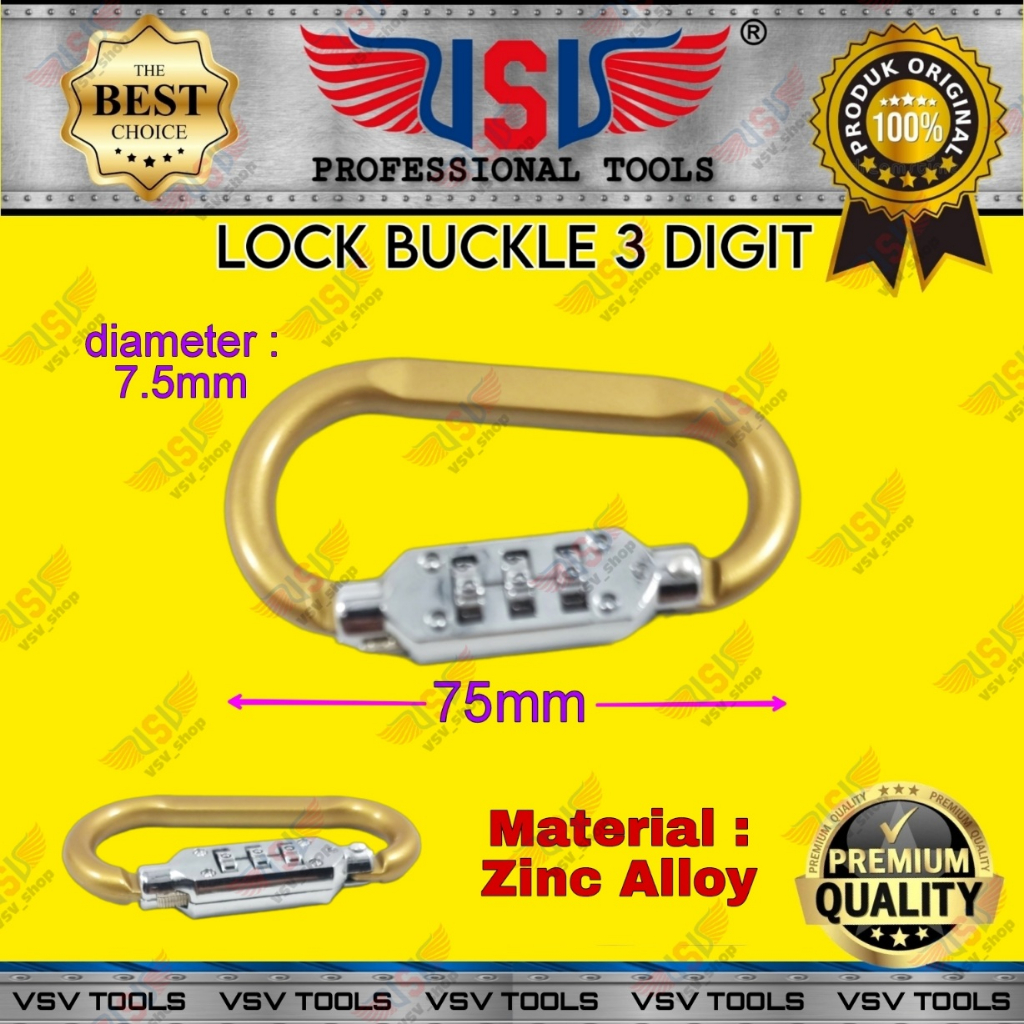 Gembok Nomor 3 digit Carabiner Kunci Gembok Digital VSV