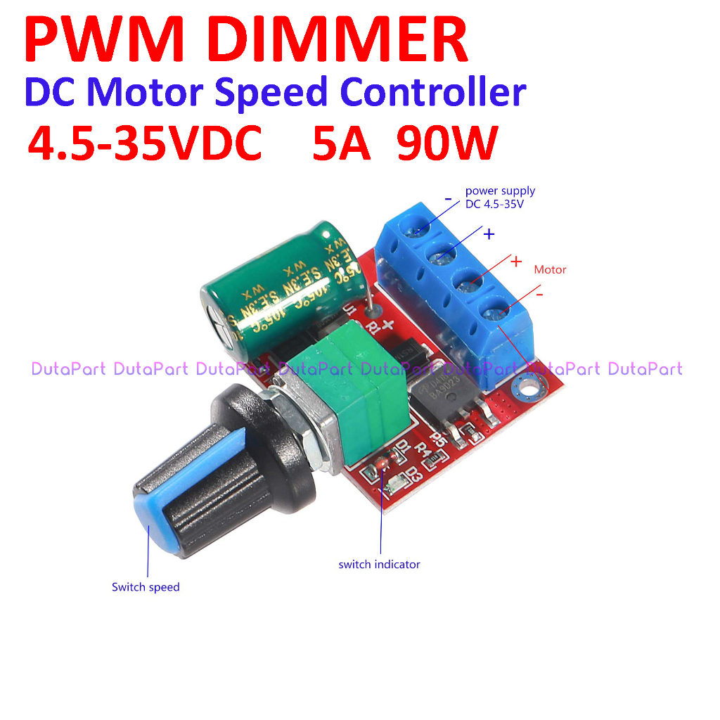 PWM DC 4.5-35V 5A 90W Dimmer Motor Speed Controller Lampu LED Dimer