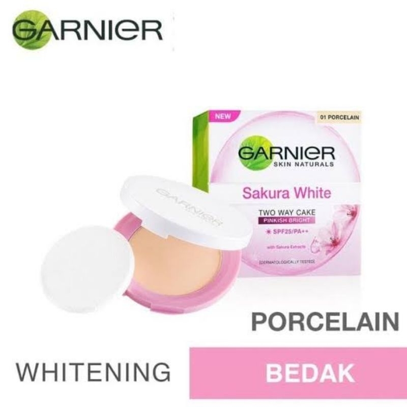 GARNIER SAKURA WHITE TWO WAY CAKE NUDE | PINKISH BRIGHT COMPACT POWDER | BEDAK FOUNDATION
