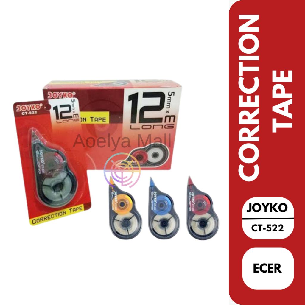 

Correction Tape Joyko 12M CT522 [Tipex Kertas JOYKO Tipx Tip CT-522]/1Pcs