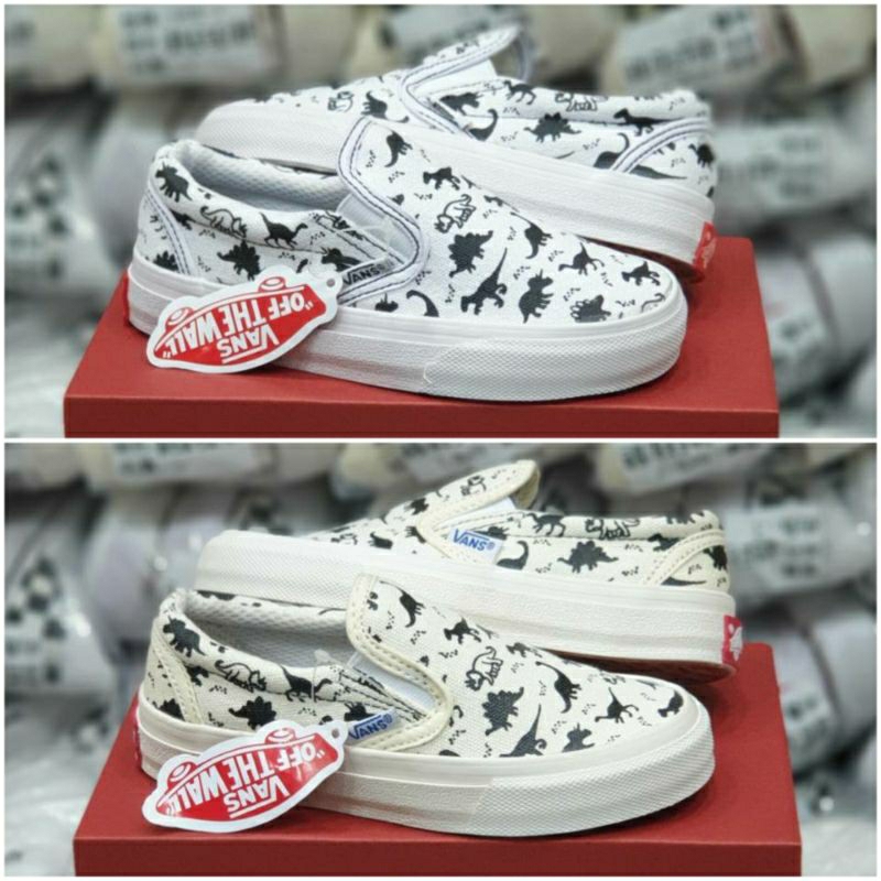 Sepatu Anak Vans Slip On Motif Dinosaurus Limited Edition Import China BNIB Size 21 - 35