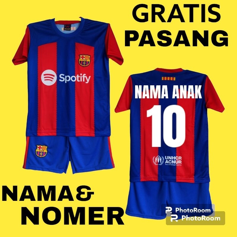 setelan Jersey BARCE-LONA HOME umur 7-14 thn