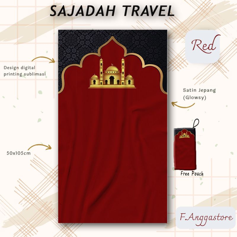 Sajadah Traveling Printing Custom Nama Sejadah Travel Lipat Pouch