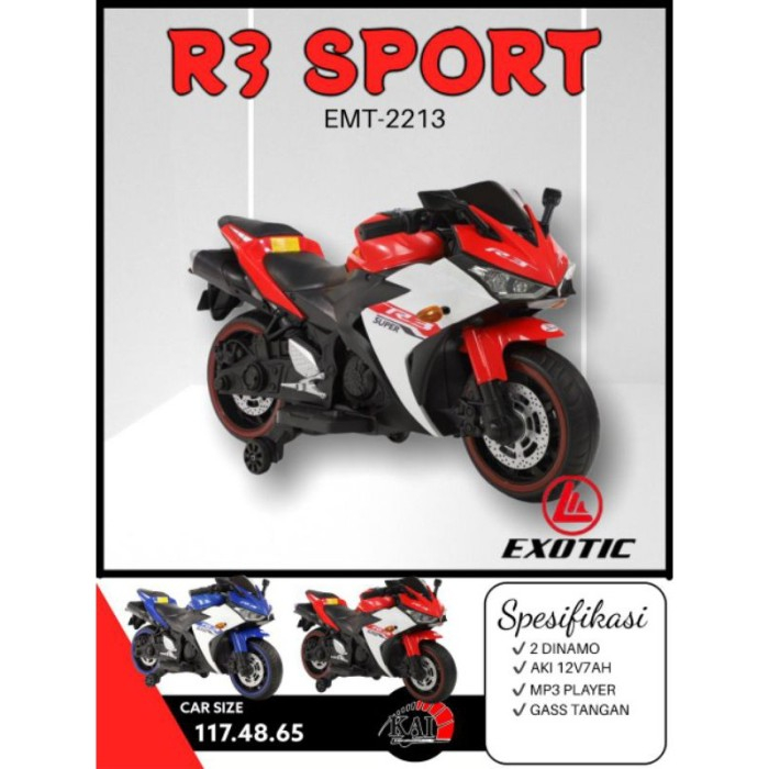 MAINAN ANAK MOTOR AKI ANAK R3 SPORT EXOTIC EMT-2213/EMT2213
