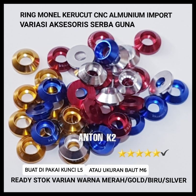 RING MONEL BAUT BODI MOTOR SERBA GUNA/RING BAUT L5 UKURAN BAUT 10/M6