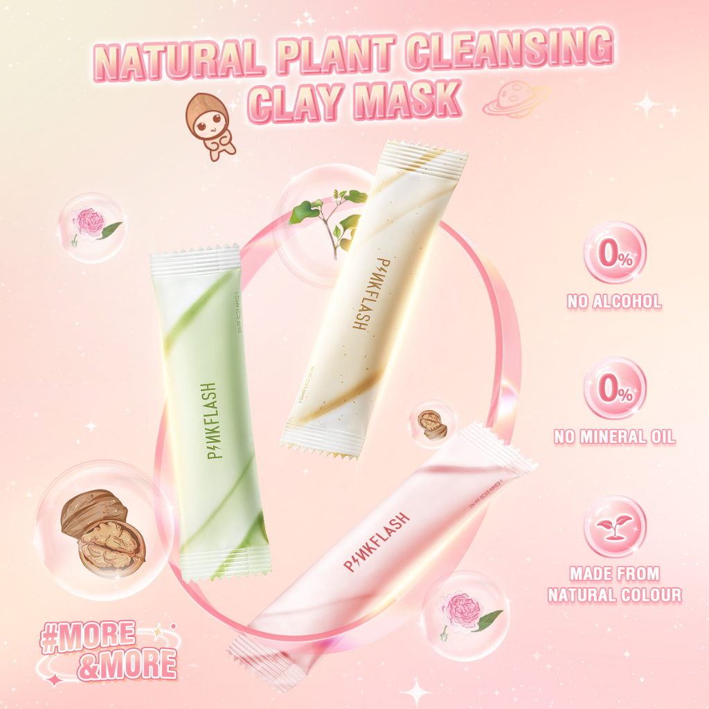 【CLEARANCE SALE】NUZ-PINKFLASH Clay Mask Anti Jerawat Membersihkan secara Gentle Peeling  Brightening
