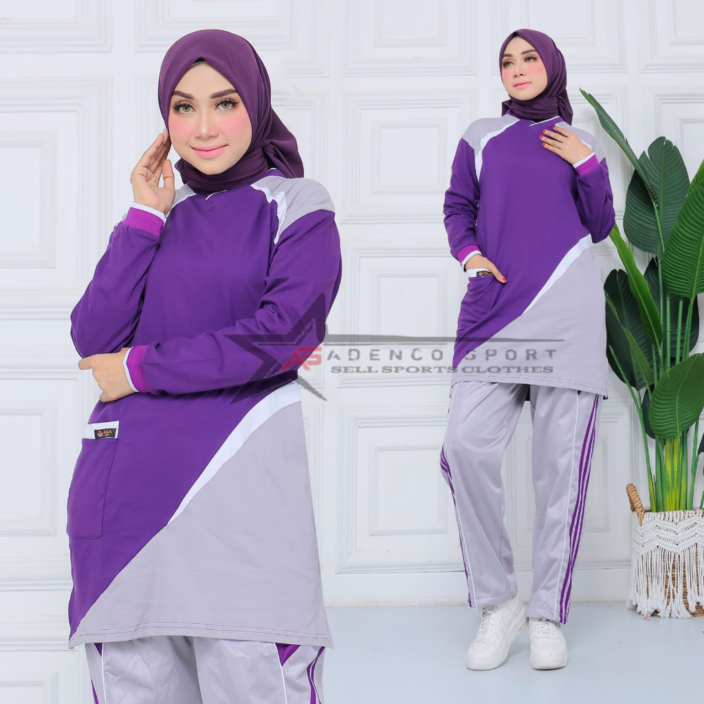 Setelan Baju Olahraga Wanita / Setelan Olahraga Muslimah / Setelan Baju Olahraga Tunik Muslimah