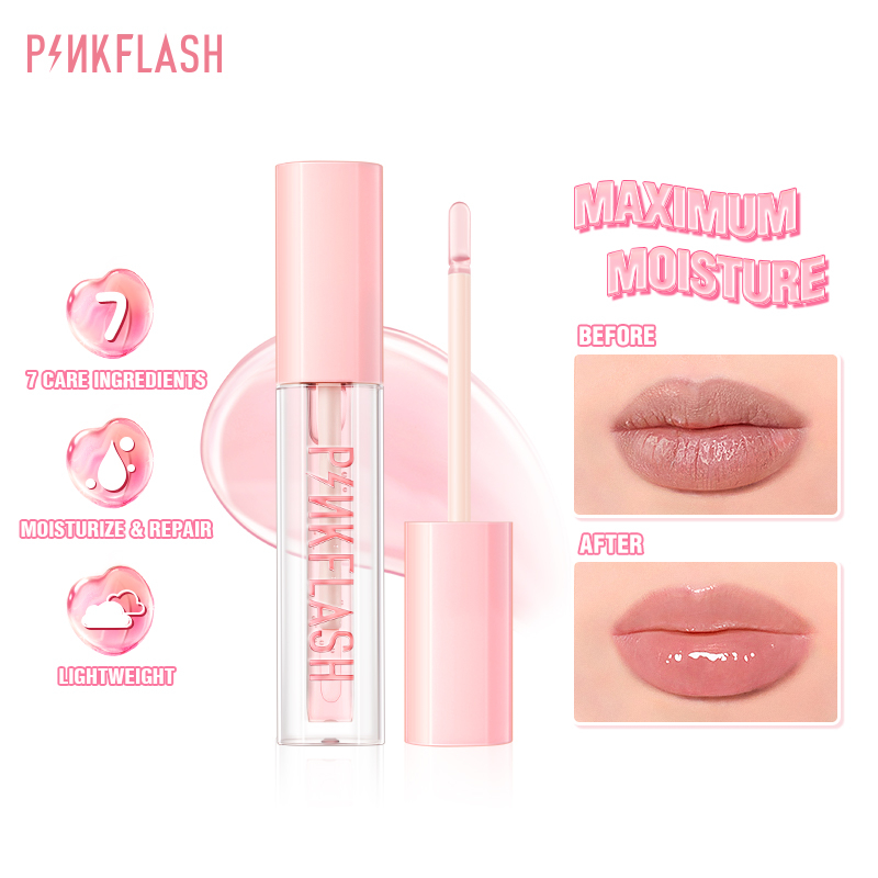 PINKFLASH #More&amp;More Lasting Moisturize Lip Oil Lightweight Non-Sticky Lip Oil Repair Reduce Wrinkles Lip care