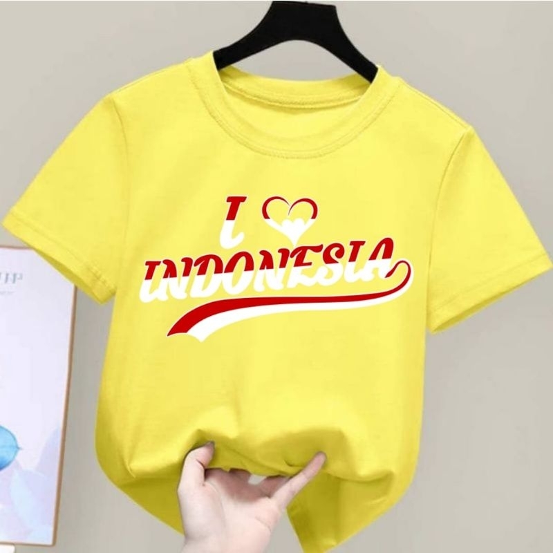 Baju Kaos Anak i Love indonesia usia 1-12Tahun