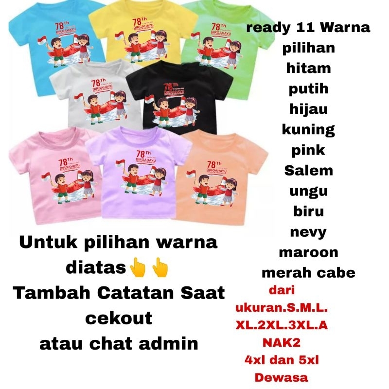 Baju Kaos Anak kemerdekaan indinesia(dirgahayu.2)usia 1-13Tahun/Remaja Dan Dewasa