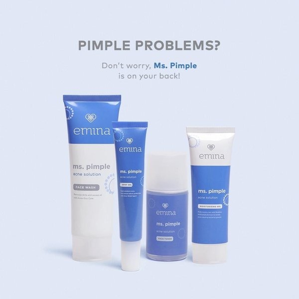 MFI - Emina Ms Pimple Series | Face Toner | Face Serum | Moisturizing Gel | Acne Solution Spot Gel