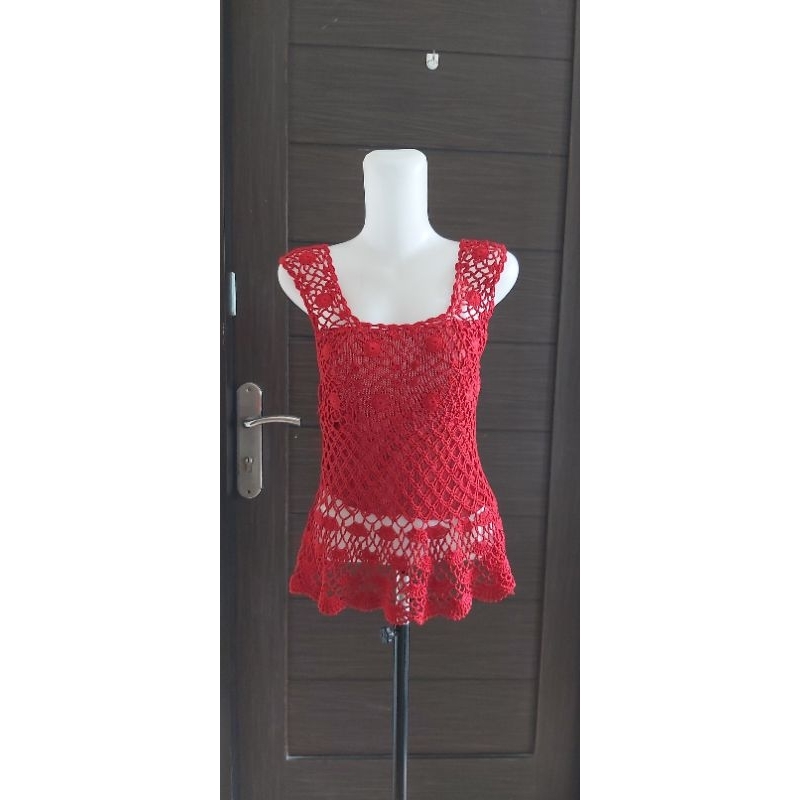 tanktop rajut merah pl